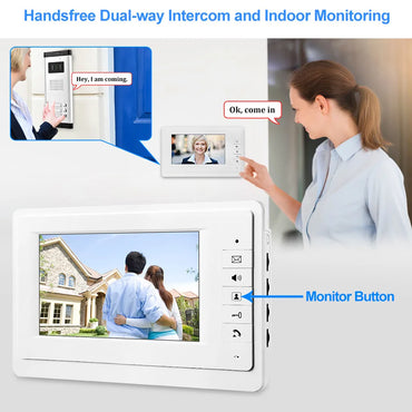Wired 7" Video Doorbell Intercom Indoor Monitor TFT-LCD Color Screen Video Door Phone Two-way Audio for Apartment (Only Screen)
