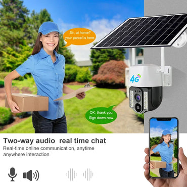 8MP Solar Camera 4G SIM Card Outdoor 4K Dual Screen WiFi PTZ Auto Tracking Waterproof Two-way Audio Smart Night Vision Cam