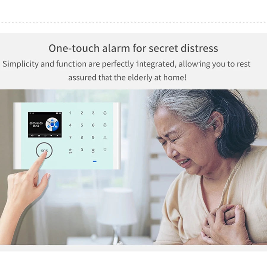 Tuya GSM WiFi Security Alarm System 433MHz Home and Business Burglar Alarm Press Keyboard 9 Languages Compatible Alexa