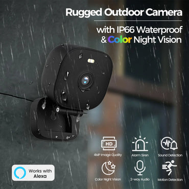 VIMTAG Mini Camera WIFI 3K/4MP HD Color Night Vision AI Detection 2-Way Audio IP Camera for Indoor Outdoor Security Surveillance