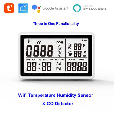 Multifunctional Wifi Smart Tuya CO Thermometer Humidity Meter Carbon Monoxide Detector Household Intelligent Sensor APP Control