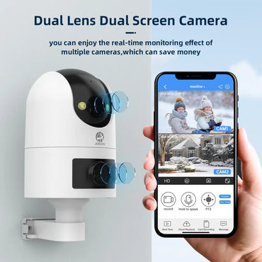 JOOAN 6MP 4K PTZ WiFi IP Camera 5G WIFI Dual Lens Outdoor Waterproof Security Camera Color Night AI Tracking CCTV Surveillance