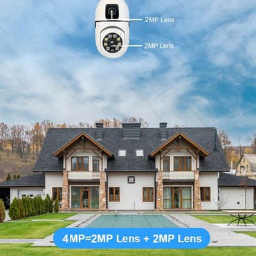 4MP E27 Dual Lens Bulb Camera APP Yilot WiFi 1080P Night Vision 360 PTZ Camera Human Tracking CCTV Security Monitor Two Way Talk
