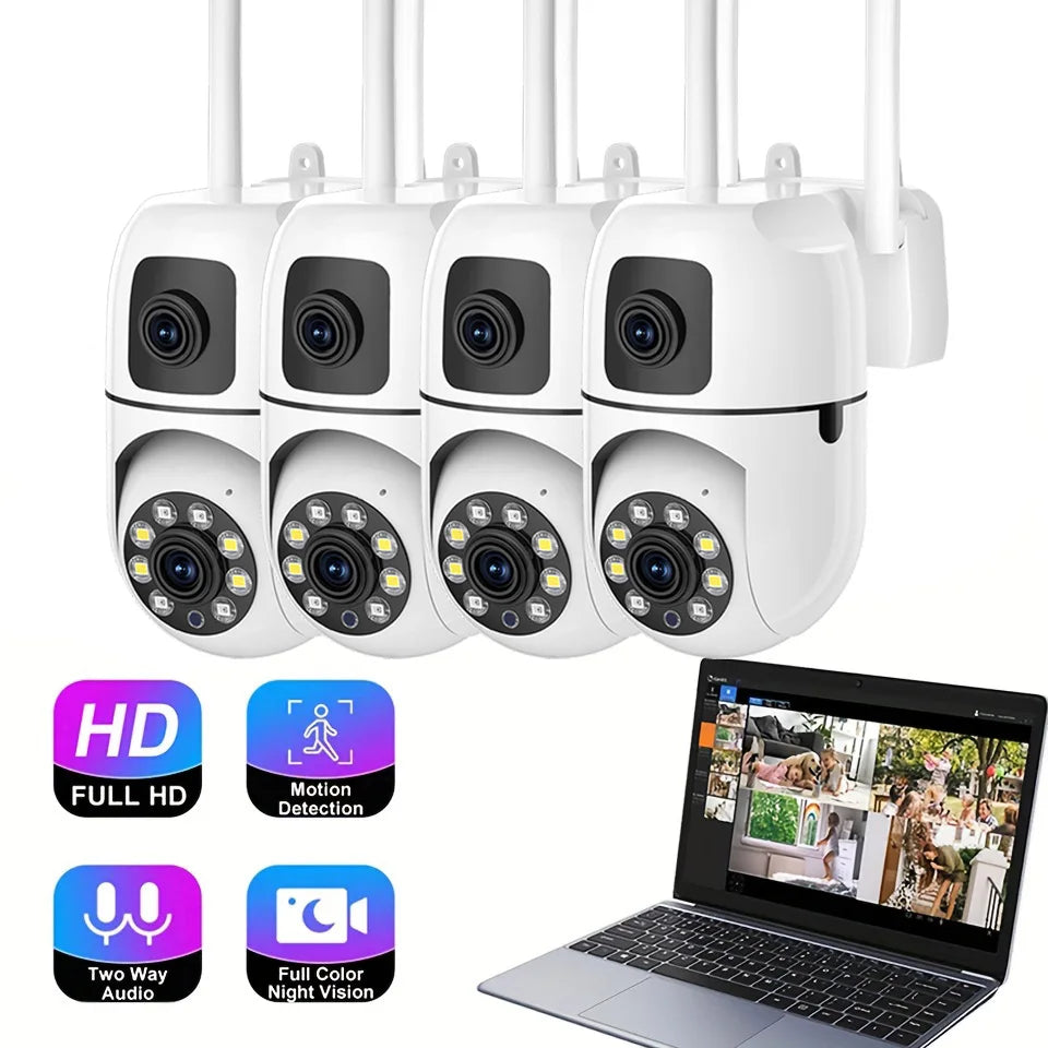 1Pcs Dual Lens WiFi Camera 4K 12MP Wifi Surveillance Camera Indoor Security Protection Bluetooth Connection PTZ CCTV Cameras