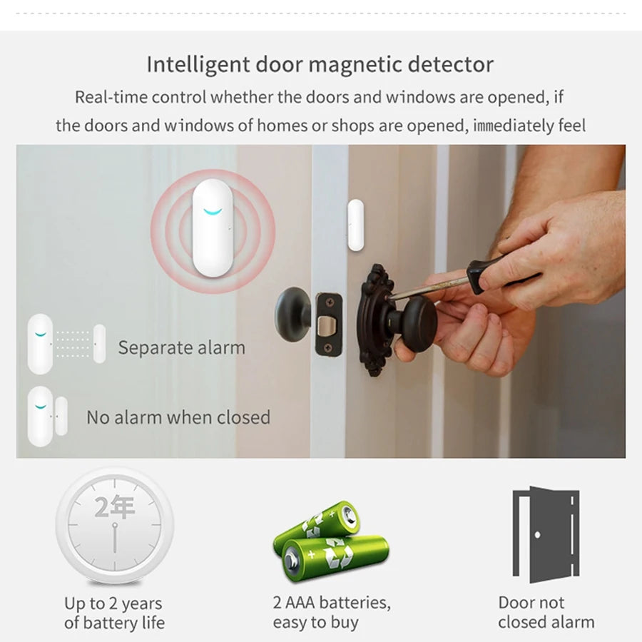 Tuya GSM WiFi Security Alarm System 433MHz Home and Business Burglar Alarm Press Keyboard 9 Languages Compatible Alexa