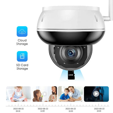 New 4K 8MP Wifi Metal Dome PTZ Camera Outdoor Humanoid Tracking IP Camera Indoor 2-way Audio H.265 Wireless Surveillance Cameras