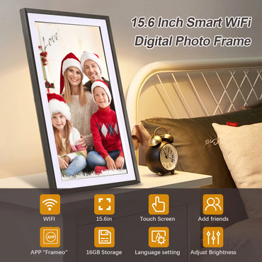 Andoer 15.6" WiFi Digital Photo Frame Cloud 1920*1080 TFT Touch Control 16GB APP Backside Stand Perfect for Christmas Festival