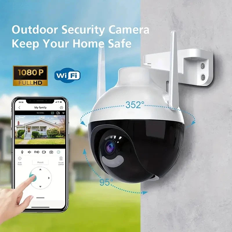 Wireless Security WIFI Camera Indoor Outdoors, 360° PTZ Panoramic IP Camera, HD 1080P Smart Home Camera,  Baby/Pet Monitor