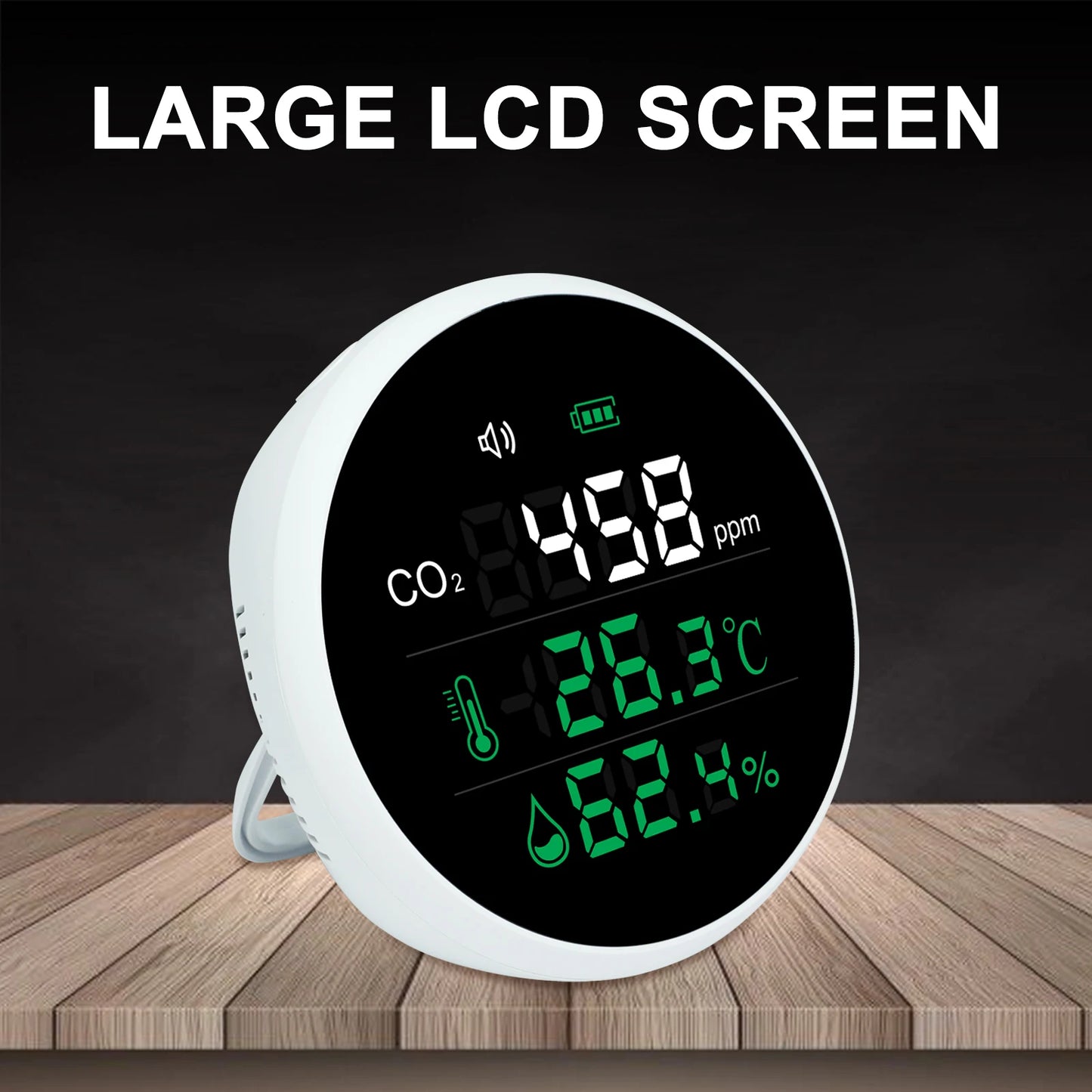 Digital Colored Large Screen Display CO2 Monitor Meter Carbon Dioxide Temperature Humidity NDIR Sensor Tabletop Wall Hanging