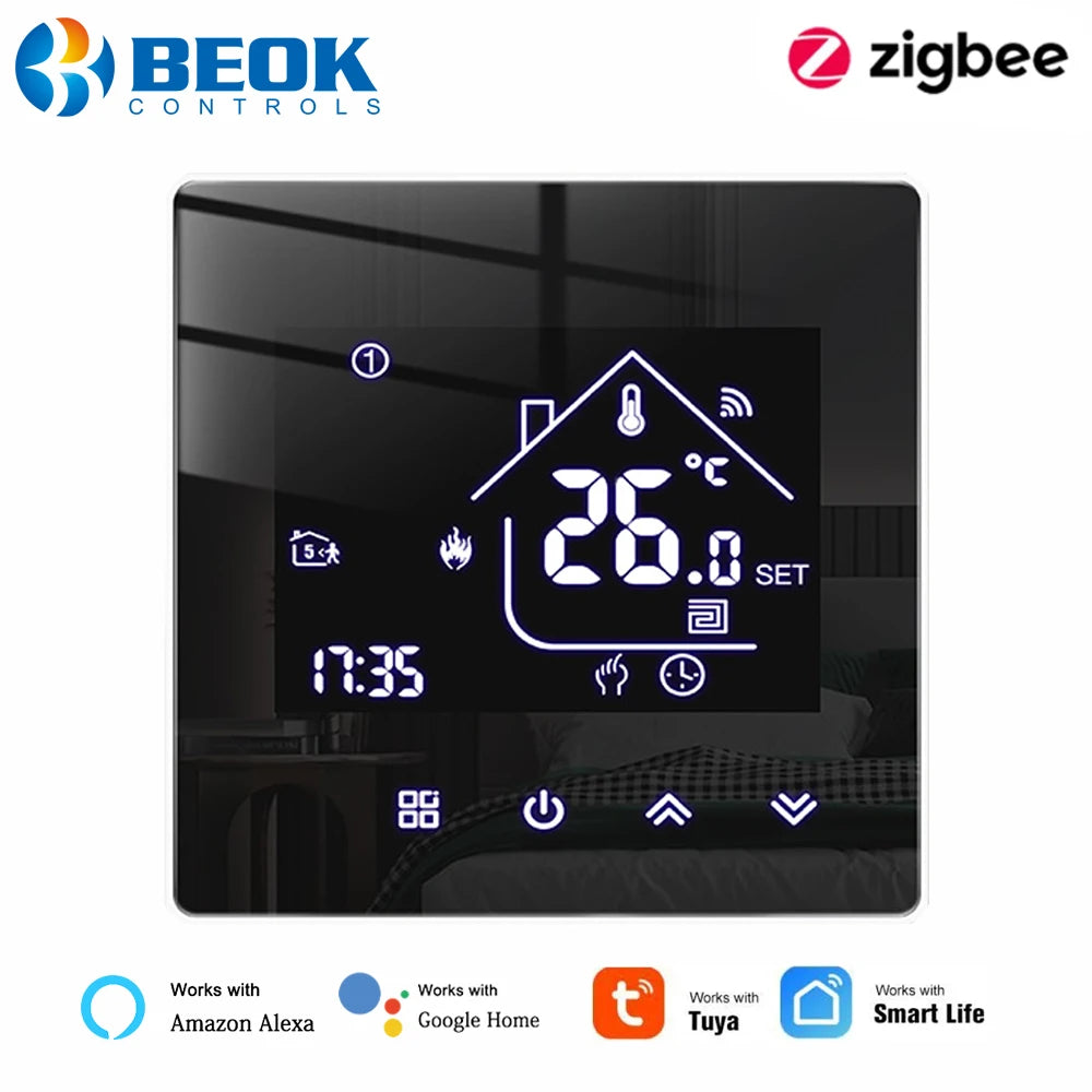 Beok Tuya Zigbee Thermostat Wifi Temperature Sensor Controller for Gas Boiler 3A Smart Gateway Hub Works With Alexa Google Home