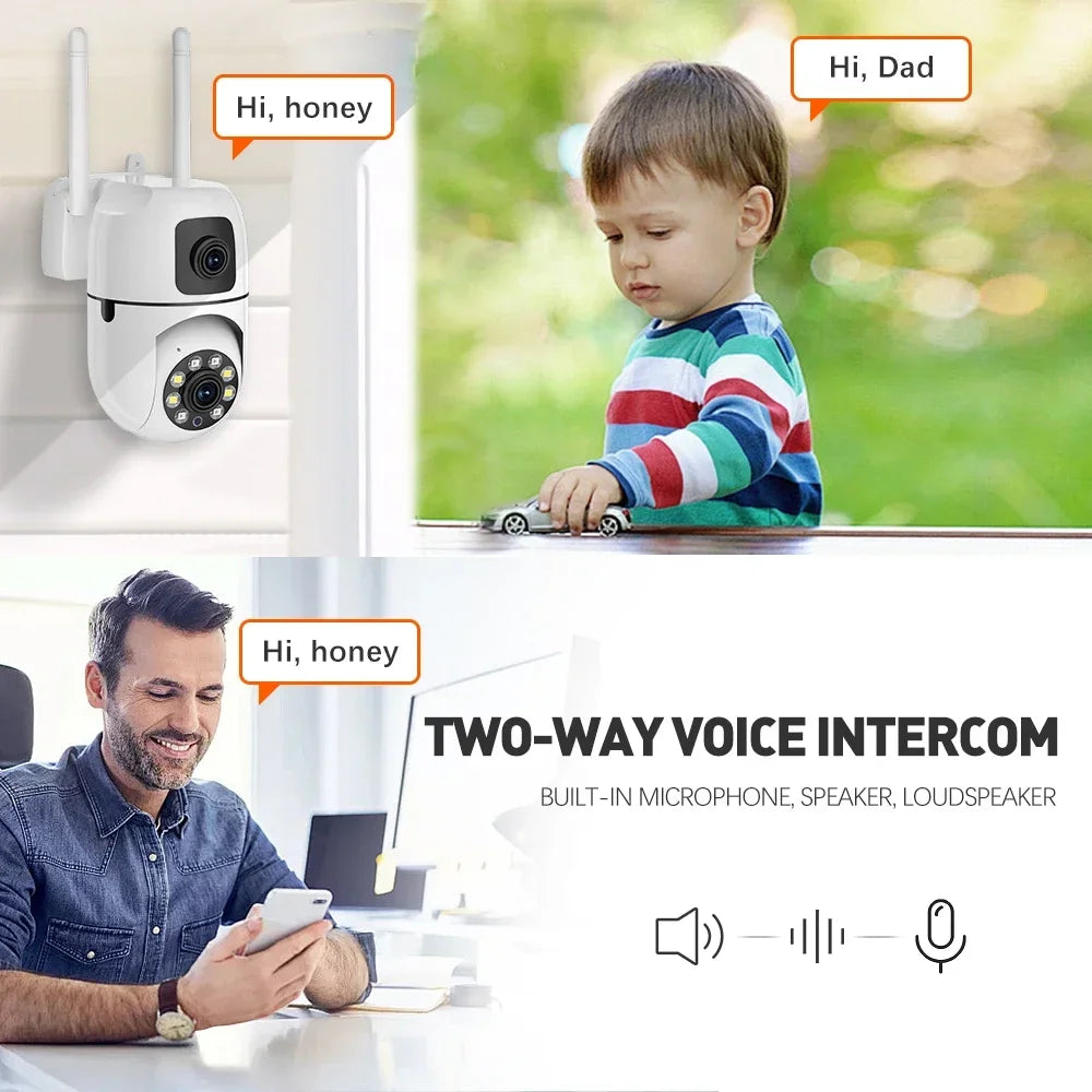 Mini Dual Lens Dual Screen 4K 8MP PTZ WIFI Camera HD IP Camera Outdoor Auto Tracking Security Protection CCTV Surveillance YI IOT