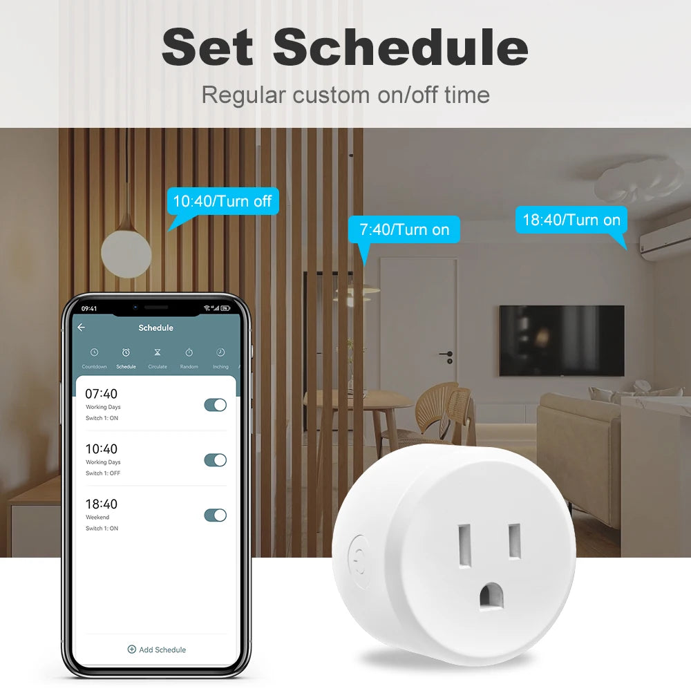 Tuya Wifi US Socket Smart Plug 10A Mobile Phone Remote Voice Control Timing Switch Google Assistant Alexa Voice Control