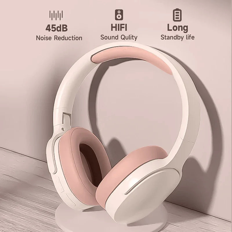 P2961 Bluetooth headphone over ear stereo HiFi headset true wireless sports with earphone TF/aux music player with mic for gift