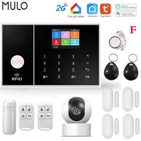 MULO GSM WiFi Alarm Simply Safe Alarm System for Home Business Wireless Tuya Smart Home APP Control Burglar Security Alarm Kit