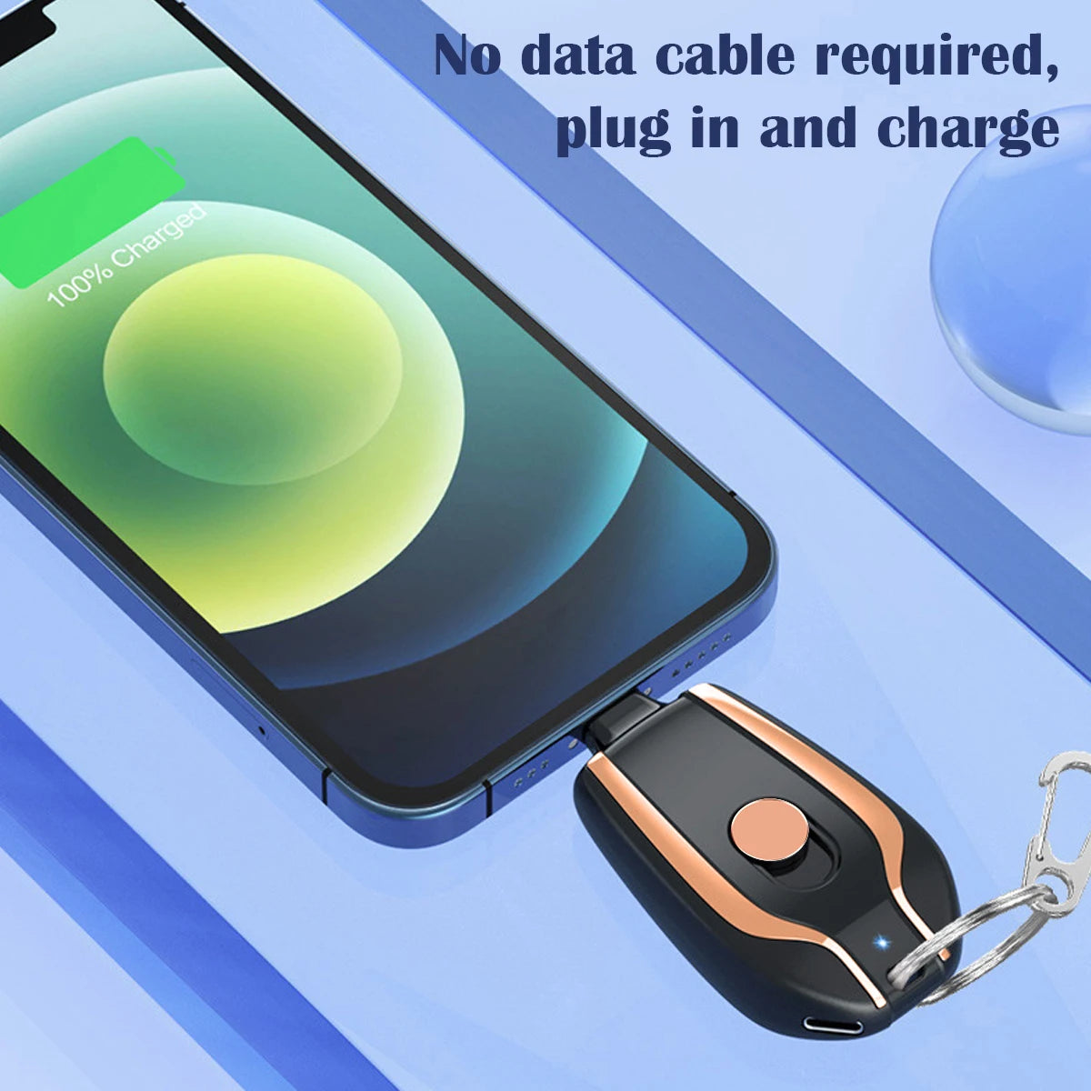 Keychain Portable Charger Compatible with Android 1500mAh Durable Key Chain Phone Charger Type-C Mini Power Emergency Charger