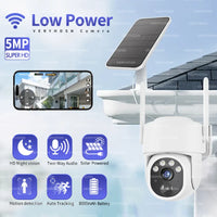 5MP IP WiFi Camera Solar  PTZ Power Low Surveillance Cameras PIR Human Detection Outdoor IP66 Comsunption Panel Built-in Battery