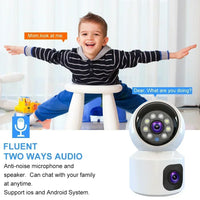 8MP 4K WiFi Camera Dual Screen Smart Home Security Cameras Baby Monitor AP Two-way Audio Color Night Vision CCTV Surveillance Cam