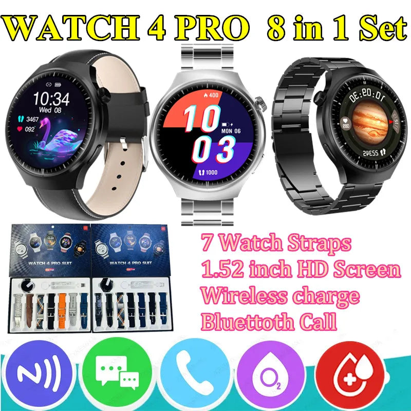 7 Straps Smart Watch GT4 Pro Men Women GPS Heart Rate Bluetooth Call  SmartWatch For Huaiwei Watch 4 Pro Digital Wristwatch