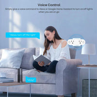 Tuya Smart Life WIFI 16A Double US Switched Power Socket Batter Monitor Electrical Timmer Alexa Google App Control Strip