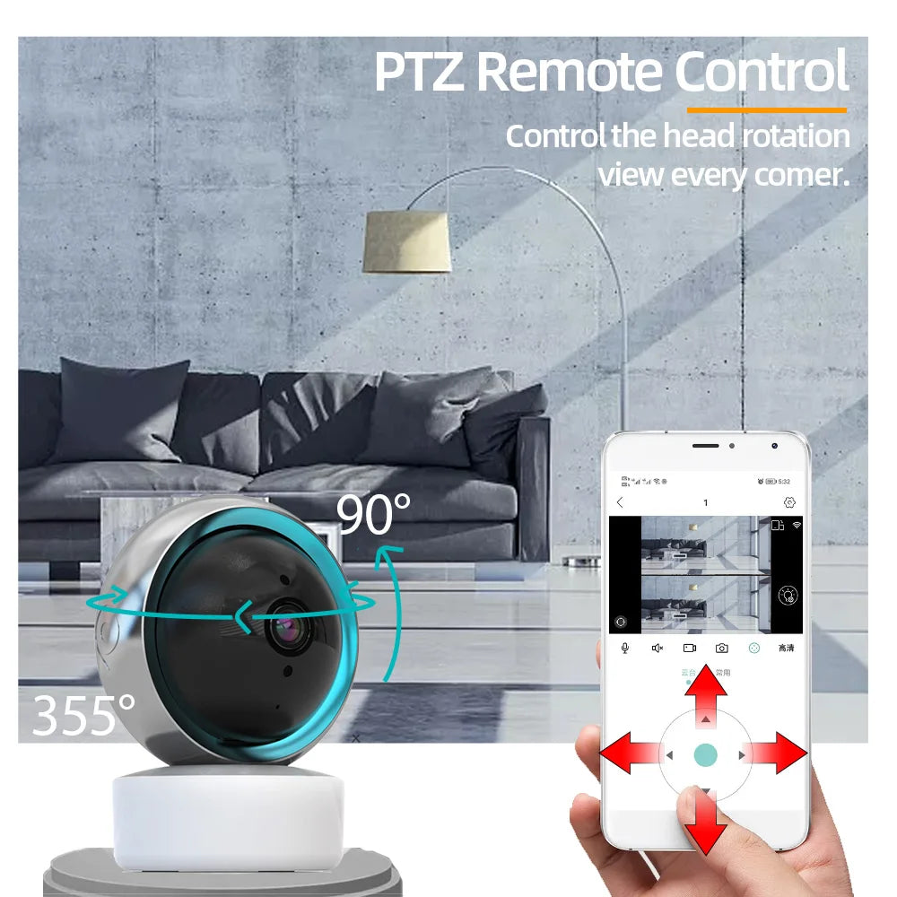 5MP PTZ Camera Indoor Security Auto Tracking Motion Human Detection Smart Life Wifi CCTV Video Surveillance Baby Monitor Tuya