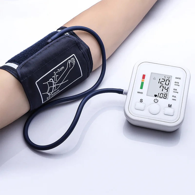 LCD Portable Health Care Pulse Meter BP Monitor Automatic Digital Arm Blood Pressure Monitor Tonometer Meter Sphygmomanometer