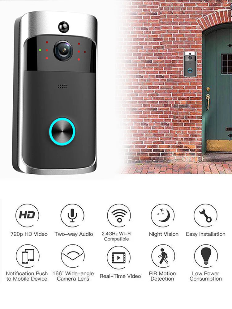 V5 Wireless Camera Door Bell Smart WiFi Video Intercom Night Vision 1080P HD Remote Monitoring Sensing Home Security Equipment