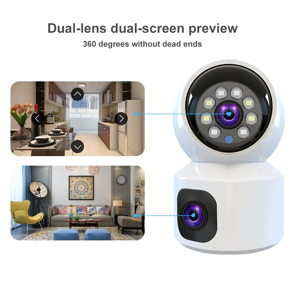 8MP 4K WiFi Camera Dual Screen Smart Home Security Cameras Baby Monitor AP Two-way Audio Color Night Vision CCTV Surveillance Cam