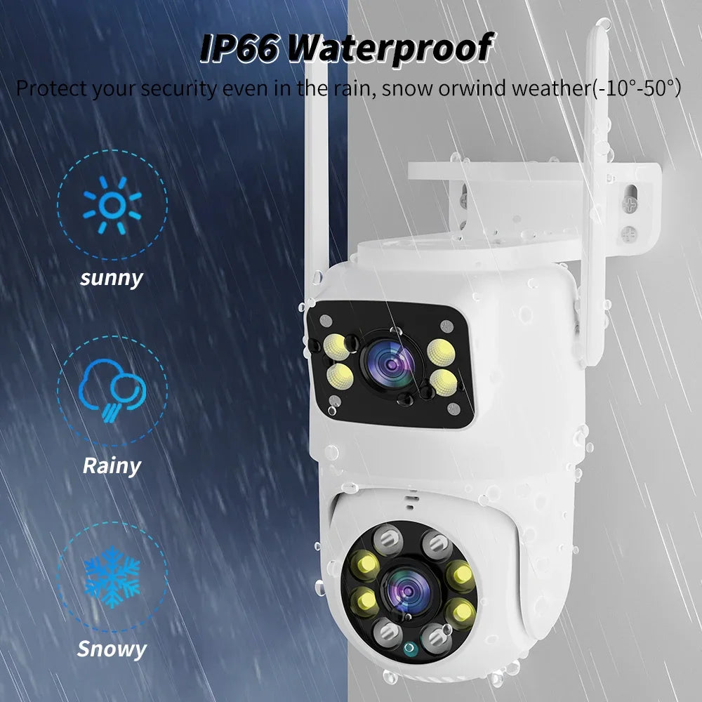 8MP Dual lens PTZ WIFI Camera 4K HD dual Screen Ai Body Recognition Outdoor 4MP Security Video Surveillance Camera CareCam Pro