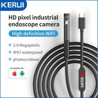 KERUI 2MP Single/Dual Lens Endoscope Camera Android Mini Inspection Camera for Iphone Waterproof Pipeline Borescope Type C IOS