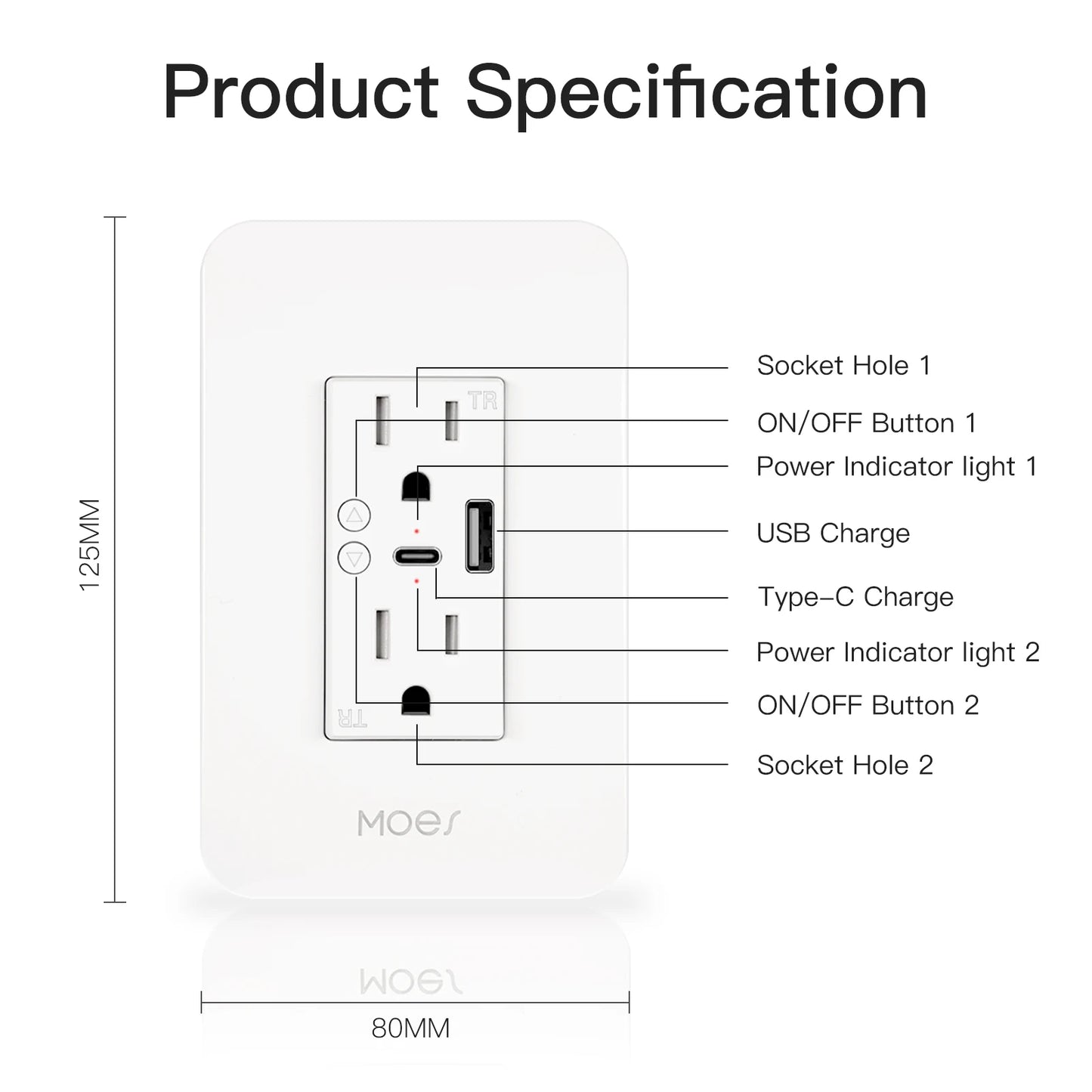 WiFi Smart Power Wall Socket with Type C And USB Dual Outlet Plug Power Outlets Support Alexa Google Home