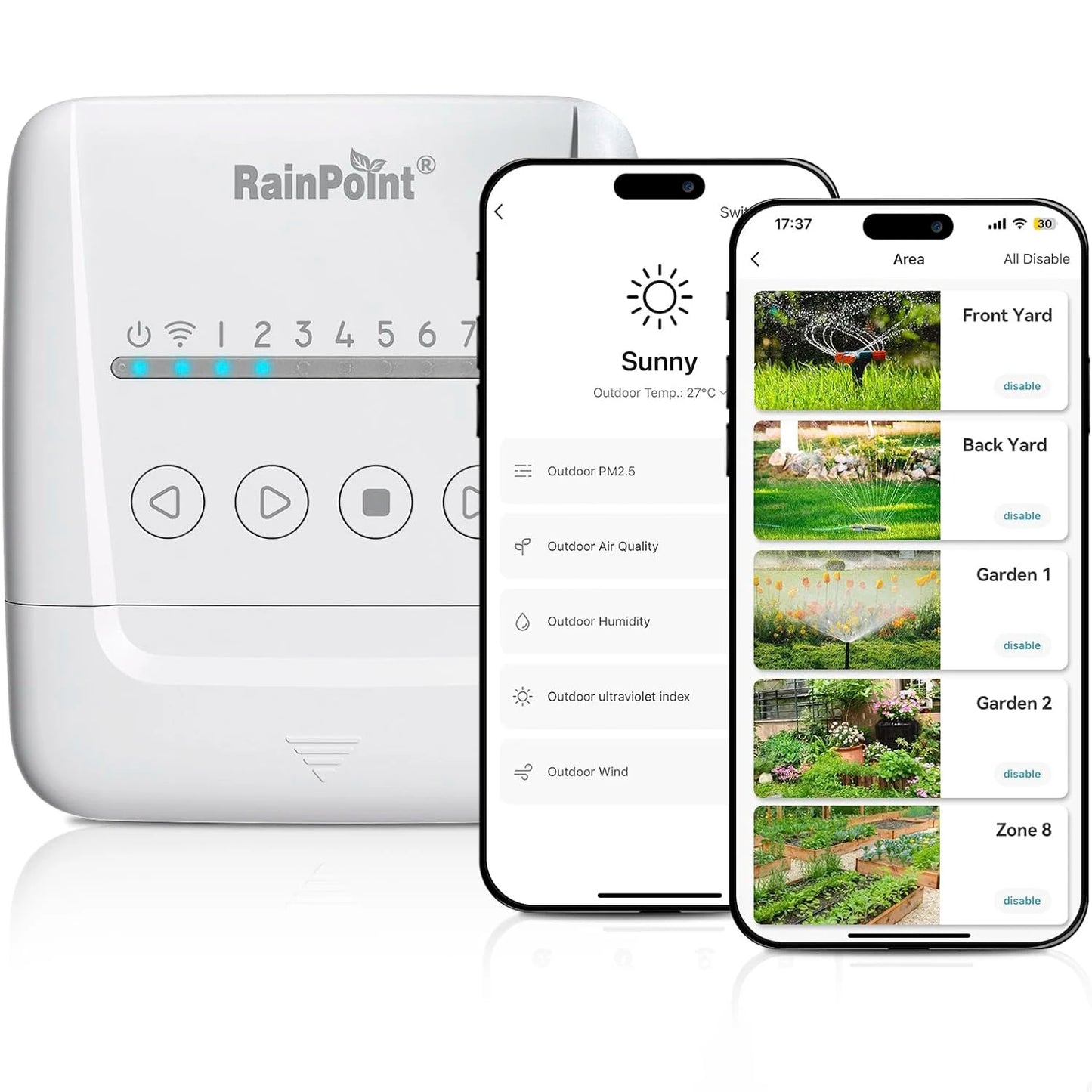 RAINPOINT 8 Zone Smart Sprinkler Controller,WiFi Sprinkler System Controller,APP Control Irrigation System, Sprinkler Timer