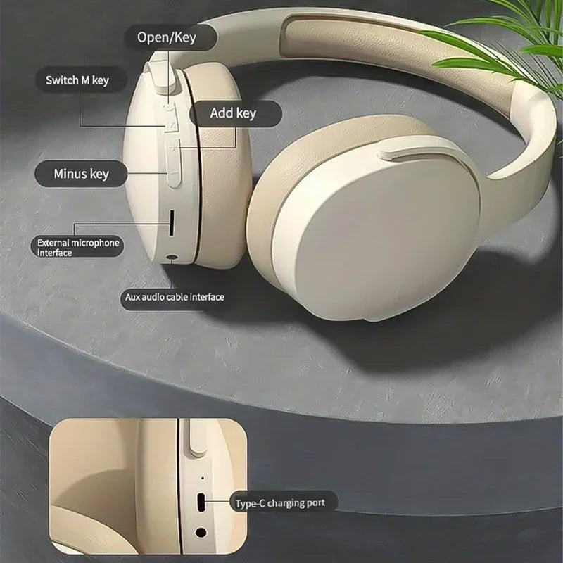 P2961 Bluetooth headphone over ear stereo HiFi headset true wireless sports with earphone TF/aux music player with mic for gift