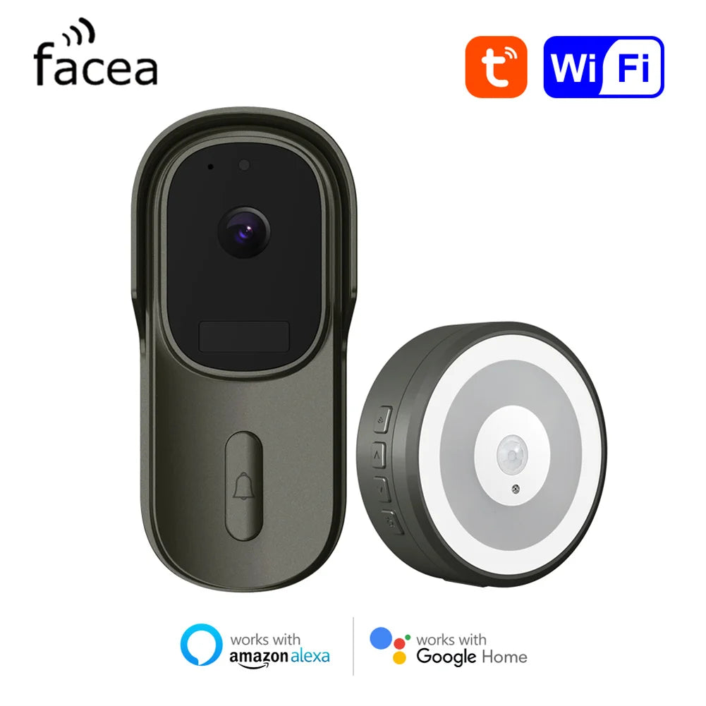 Tuya Video Doorbell Smart Waterproof WiFi Wireless Door Bell DC AC Battery Powered 1080P 2MP Camera Works with Alexa Google