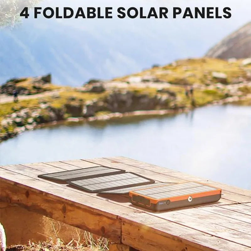 Solar Charger 27000mAh Power Bank 22.5W Fast Charging Portable Phone Charger with 4 Solar Panels USB C PD External Batt