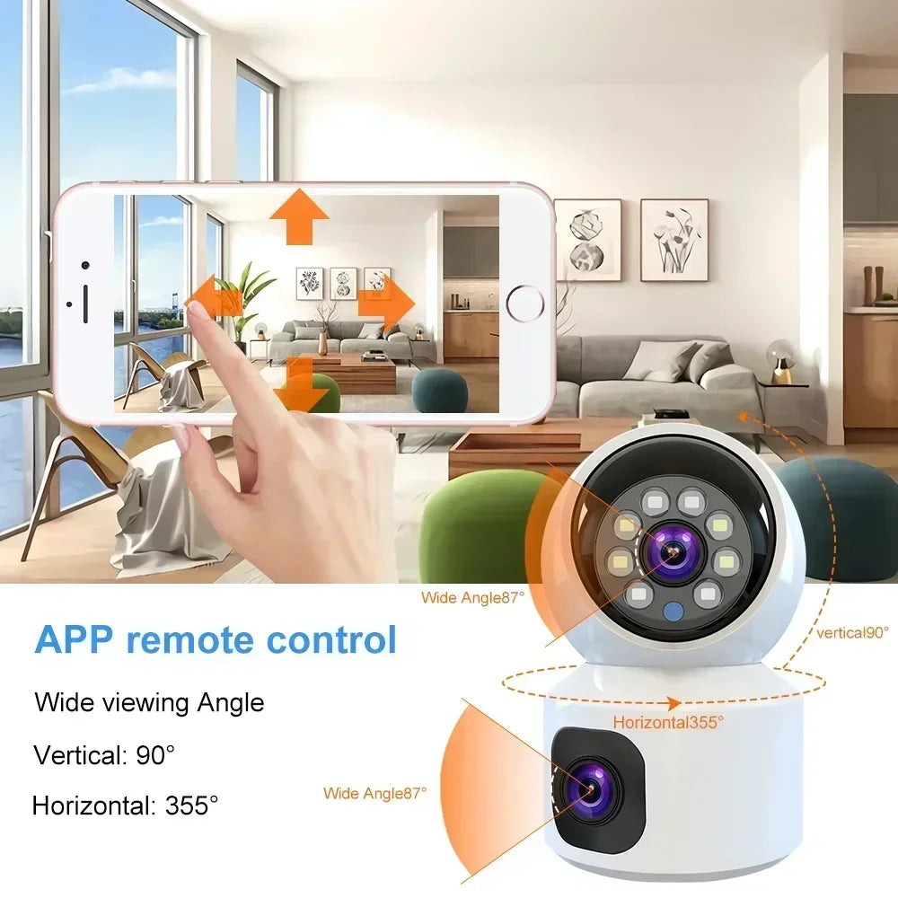 8MP 4K WiFi Camera Dual Screen Smart Home Security Cameras Baby Monitor AP Two-way Audio Color Night Vision CCTV Surveillance Cam