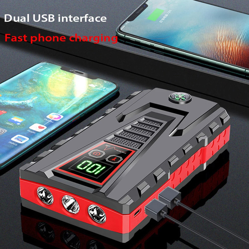 Car Jump Starter Powerbank Booster Charger Battery Power Bank Portable Starter for 12V Vehicle Auto Battery Starter with Toolbox