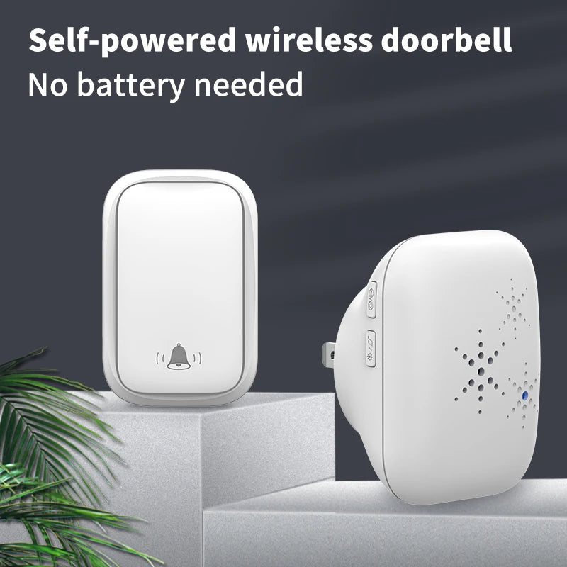 WENHIOT Intelligent Wireless Doorbell Battery Free EU UK UK Plug Waterproof Home Wireless Buzzer Welcome Doorbell