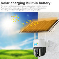 8MP Solar Camera 4G SIM Card Outdoor 4K Dual Screen WiFi PTZ  Auto Tracking Waterproof Two-way Audio Smart Night Vision Cam