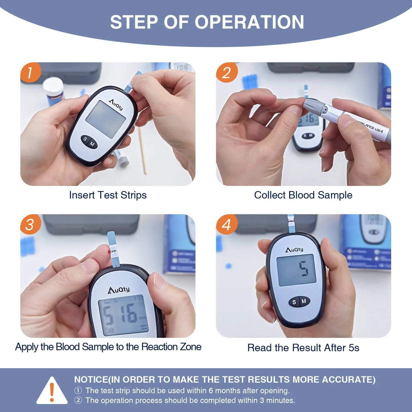 Blood Glucose Meter With GDH Blood Glucose Test Strip Glucometer Kit Blood Sugar Monitor for Diabetes Test 5 Seconds Fast Result