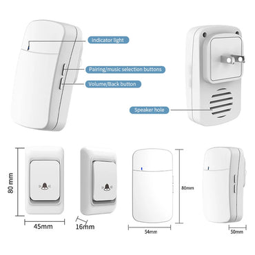 Wireless Smart Doorbell WiFi 300M Distance with Chime 3-level Volume Adjustment Connectivity Home Security Device