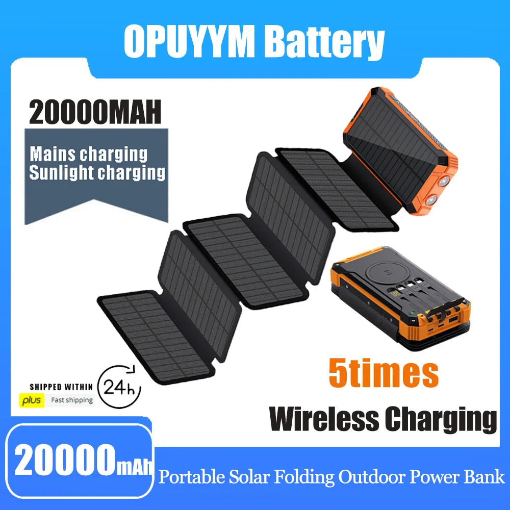 Portable Solar Panel Power Bank 20000mAh 12V 5V Usb Portable Solar Cell Solar Panels With Battery Charger For Phone Power Bank