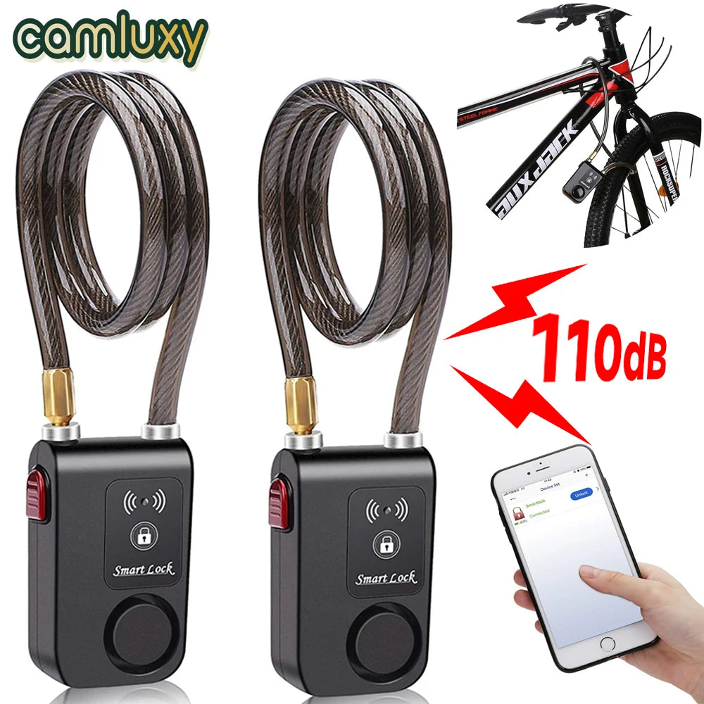 Camluxy Bluetooth Bike Lock Alarm 110dB Security Smart Bike Alarm Lock System Anti-Theft Vibration Alarm for Bicycle Motorcycle