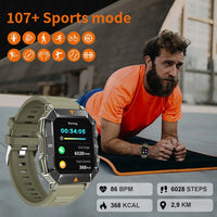 LIGE Rugged Military With LED Flashlight Smart Watch For Men Sports Fitness BT Call Heart Rate Health Monitor Outdoor SmartWatch