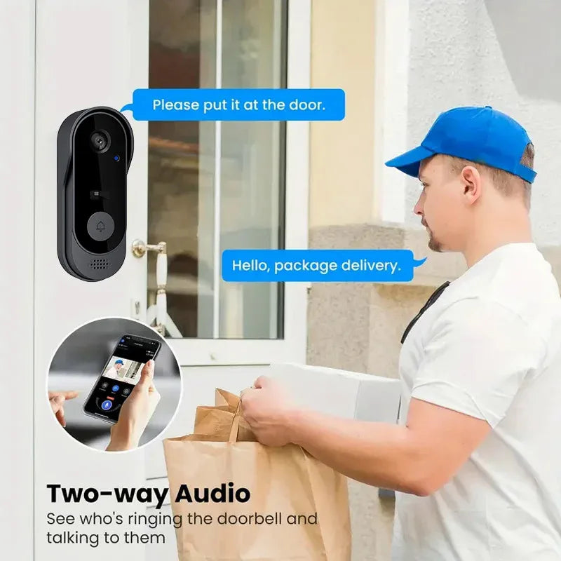 Tuya with Camera Wireless Doorbell Bundle Doorbell Smart Home WiFi HD Outdoor Phone Camera Security Video Intercom Night Vision