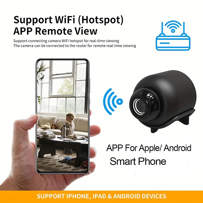 1080P HD Mini Camera Wifi IP Smart Indoor Night Vision AI Human Camcorder Audio Video Wireless for Home Security Surveillance