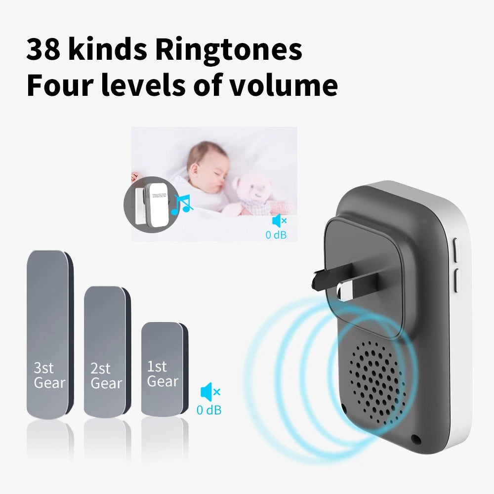 Wireless Outdoor Doorbell Waterproof No Battery Required Self-Powered Door Bell Sets Home Outdoor Kinetic Ring Chime Doorbell