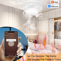 Tuya Smart WiFi Fire Detector Smoke Alarm Sensor Smoke Carbon Monoxide Composite Smart Home Family Remote Alarm Without Battery