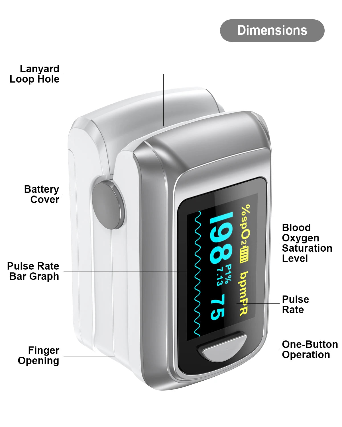 HealthTree Finger Pulse Oximeter Blood Oxygen Saturation SpO2 PI Oximetro De Dedo Pulsioximetro Oxymeter Bluetooth APP Control