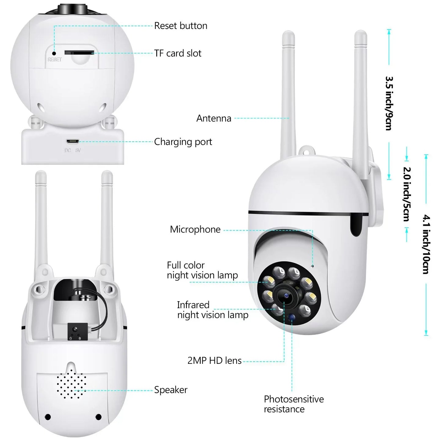 1080P HD WiFi Surveillance Cameras 5G Outdoor 4.0X Zoom Video Security CCTV IP Camera Smart Full Color Human Detect Night Vision