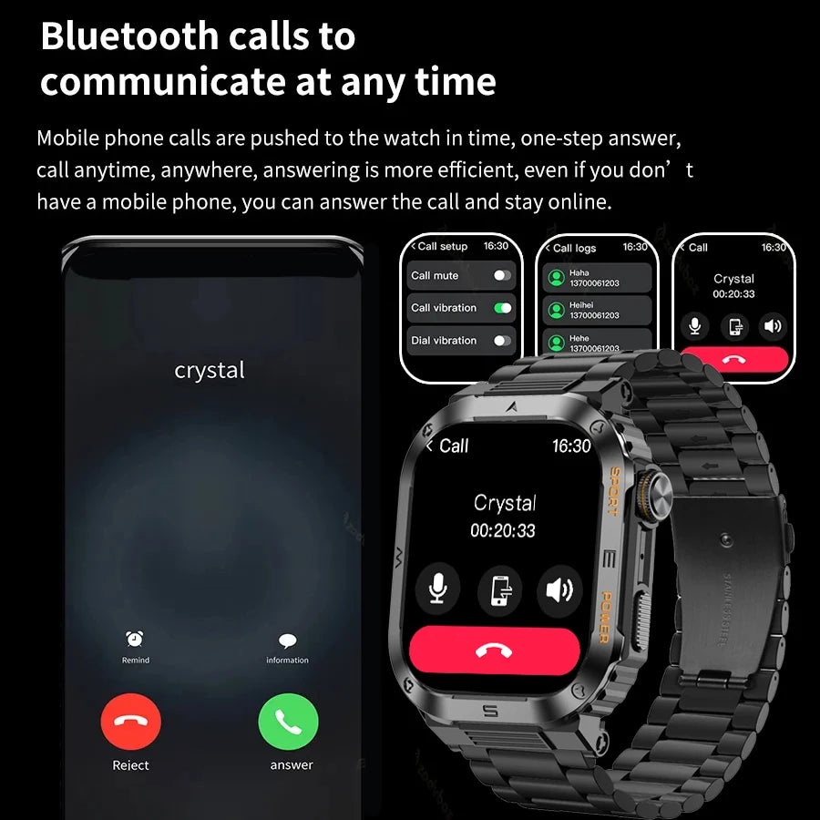 2024 New Bluetooth Call Smart Watch Men 2.01 Inch Screen Health Monitoring Watches Sports Fitness Waterproof Smartwatch For Men